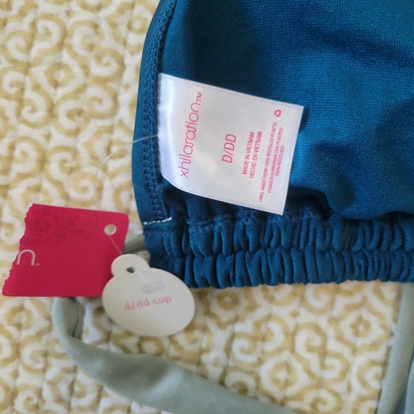 Xhilaration Metallic Triangle Bikini Top D/DD Dark Teal & Silver NWT - Picture 8 of 9